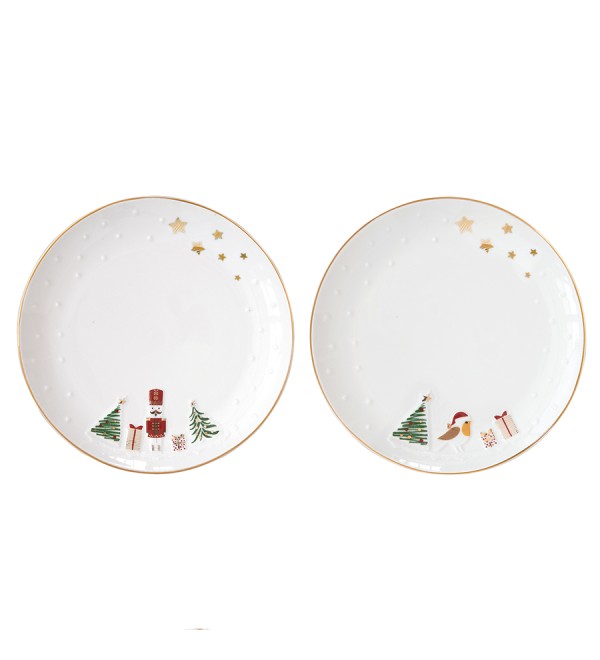 Набор десертных тарелок let it snow, nutcracker & bird, D16 см, 2 шт.