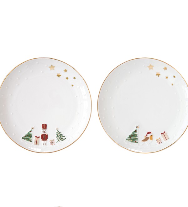 Набор десертных тарелок let it snow, nutcracker & bird, D16 см, 2 шт.