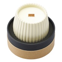Свеча ароматическая с деревянным фитилём nutmeg, leather & vanilla из коллекции edge, бежевый, 60 ч