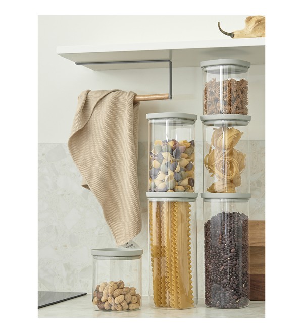 Банка для хранения квадратная vacuum glass, 2 л, светло-серая