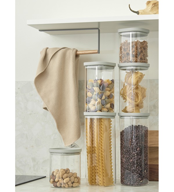 Банка для хранения квадратная vacuum glass, 2 л, светло-серая