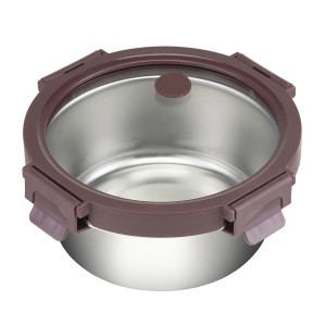 Контейнер стальной круглый click steel, 650 мл, сливовый