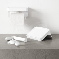 Держатель для туалетной бумаги с полкой flex adhesive, белый