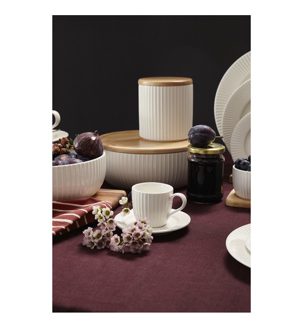 Салатник с крышкой из каучукового дерева soft ripples, dual glazing, D22 см
