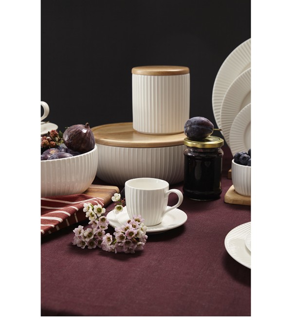 Салатник с крышкой из каучукового дерева soft ripples, dual glazing, D22 см