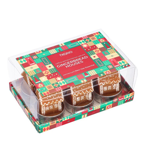 Набор декоративных свечей gingerbread houses из коллекции new year essential, 6 шт.