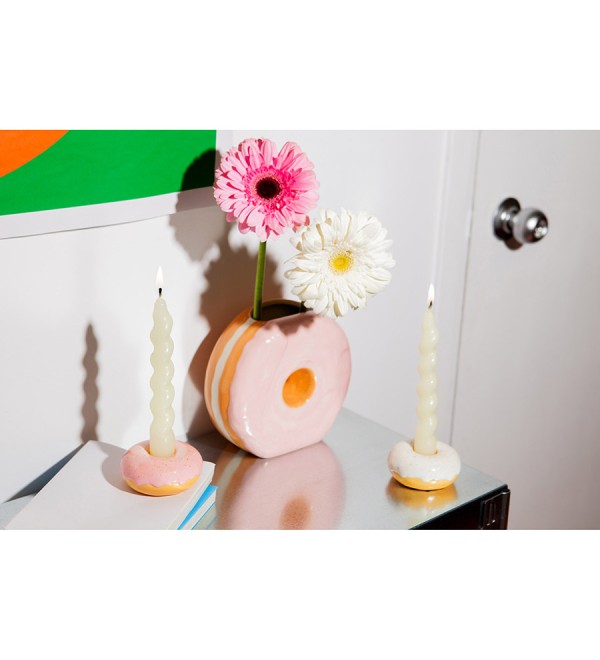 Подсвечник fast food, donut, D7 см, розовый
