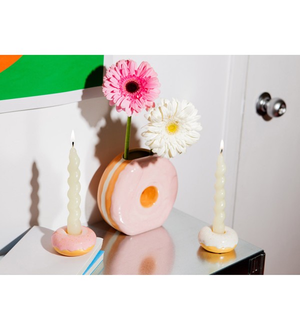 Подсвечник fast food, donut, D7 см, розовый