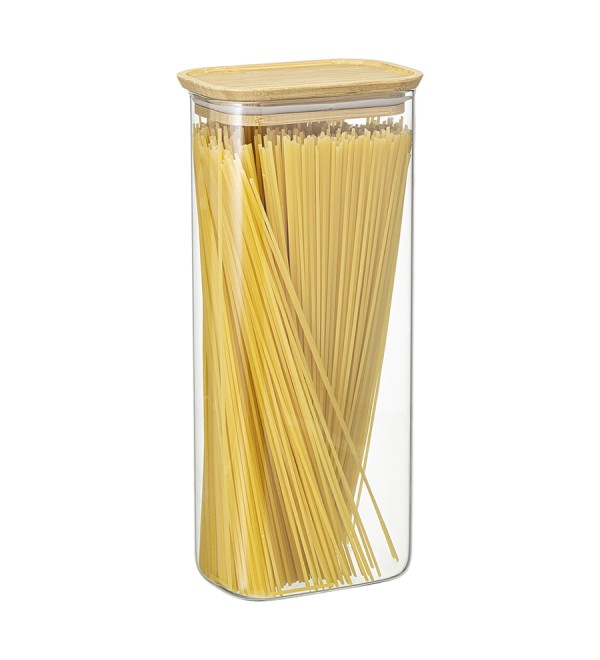Банка для хранения прямоугольная glass bamboo, 2 л