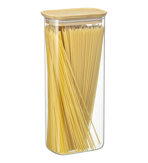Банка для хранения прямоугольная glass bamboo, 2 л