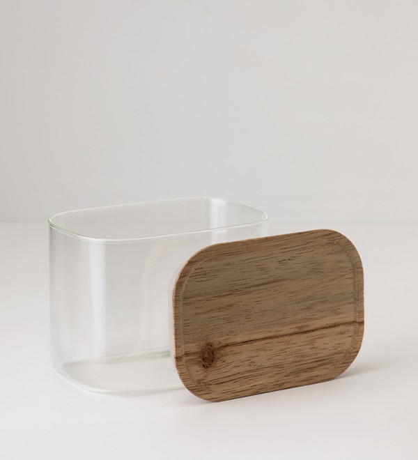 Банка для хранения прямоугольная glass acacia, 600 мл