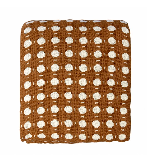 Покрывало из хлопка polka dots карамельного цвета из коллекции essential, 180х250 см