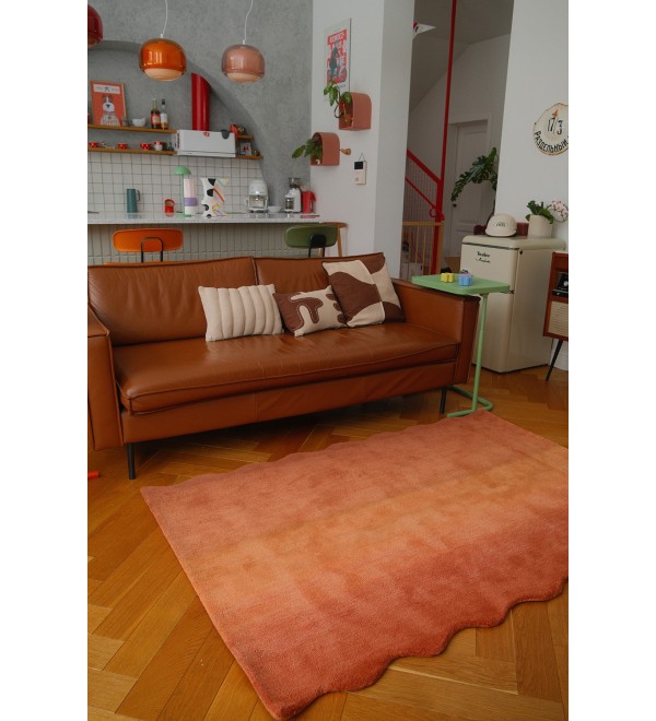 Ковер из шерсти over horizon терракотового цвета из коллекции trendy ruffles, 120х180 см
