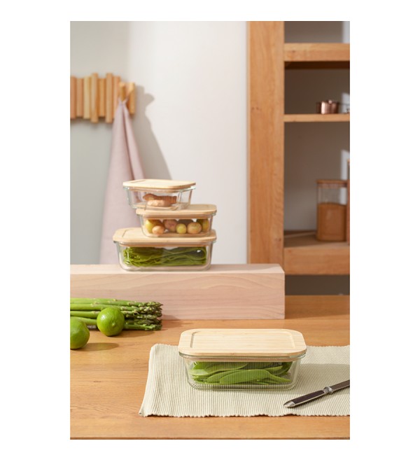 Контейнер для запекания и хранения eco store с крышкой из бамбука, 1050 мл