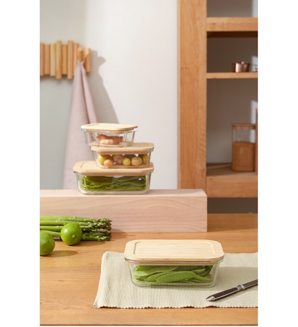 Контейнер для запекания и хранения eco store с крышкой из бамбука, 1050 мл