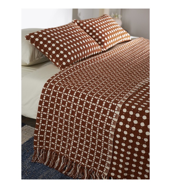Покрывало из хлопка polka dots карамельного цвета из коллекции essential, 180х250 см