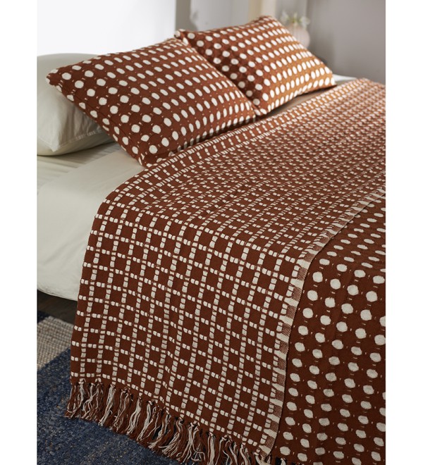 Покрывало из хлопка polka dots карамельного цвета из коллекции essential, 180х250 см