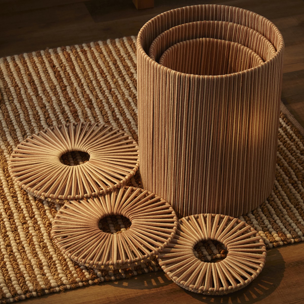 Корзина плетеная dholak beige из коллекции ethnic, размер m