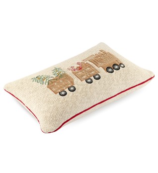 Подушка вязаная с новогодним рисунком Пряничный экспресс
из коллекции new year essential, 30х50 см