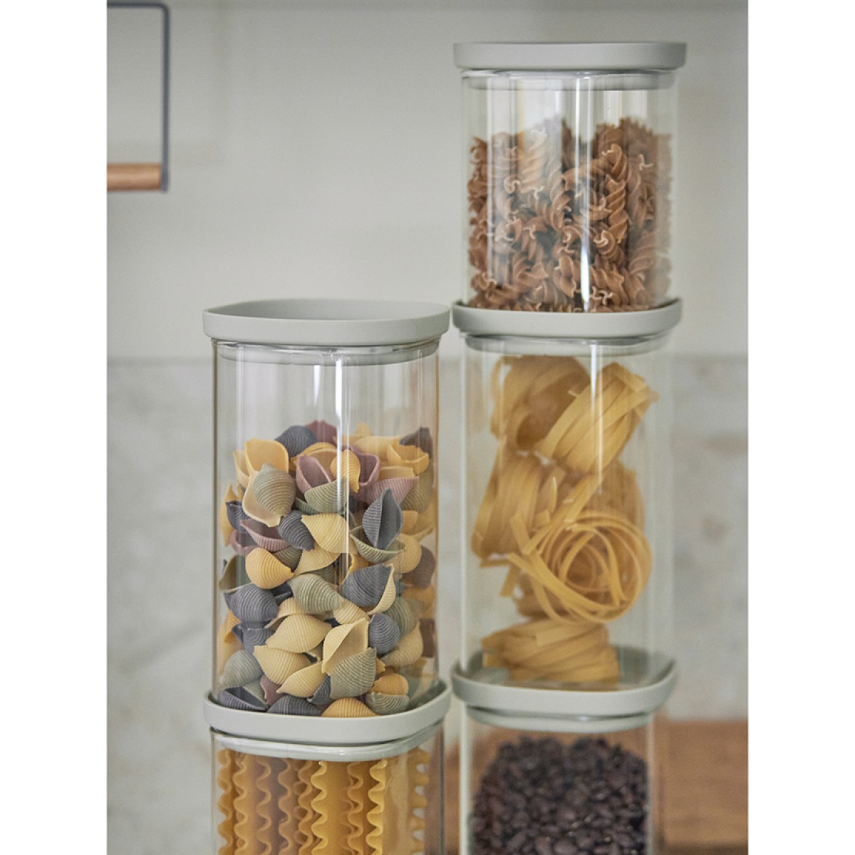 Банка для хранения квадратная vacuum glass, 1 л, светло-серая