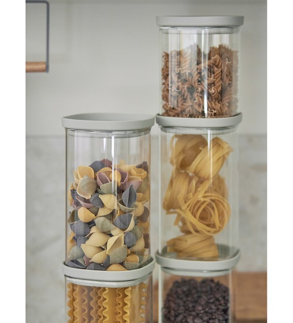 Банка для хранения квадратная vacuum glass, 1 л, светло-серая