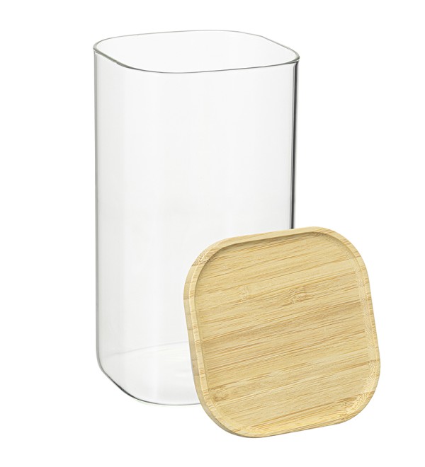 Банка для хранения квадратная glass bamboo, 1,4 л