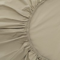 Простыня на резинке из стираного перкаля бежево-серого цвета из коллекции essential, 180х200х30 см