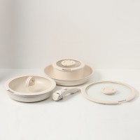 Набор посуды для приготовления со съемной ручкой smart ceramic, 7 предметов, цвета топленого молока
