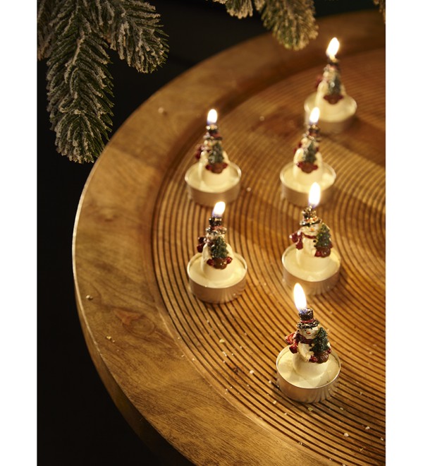 Набор декоративных свечей festive snowman из коллекции new year essential, 6 шт.