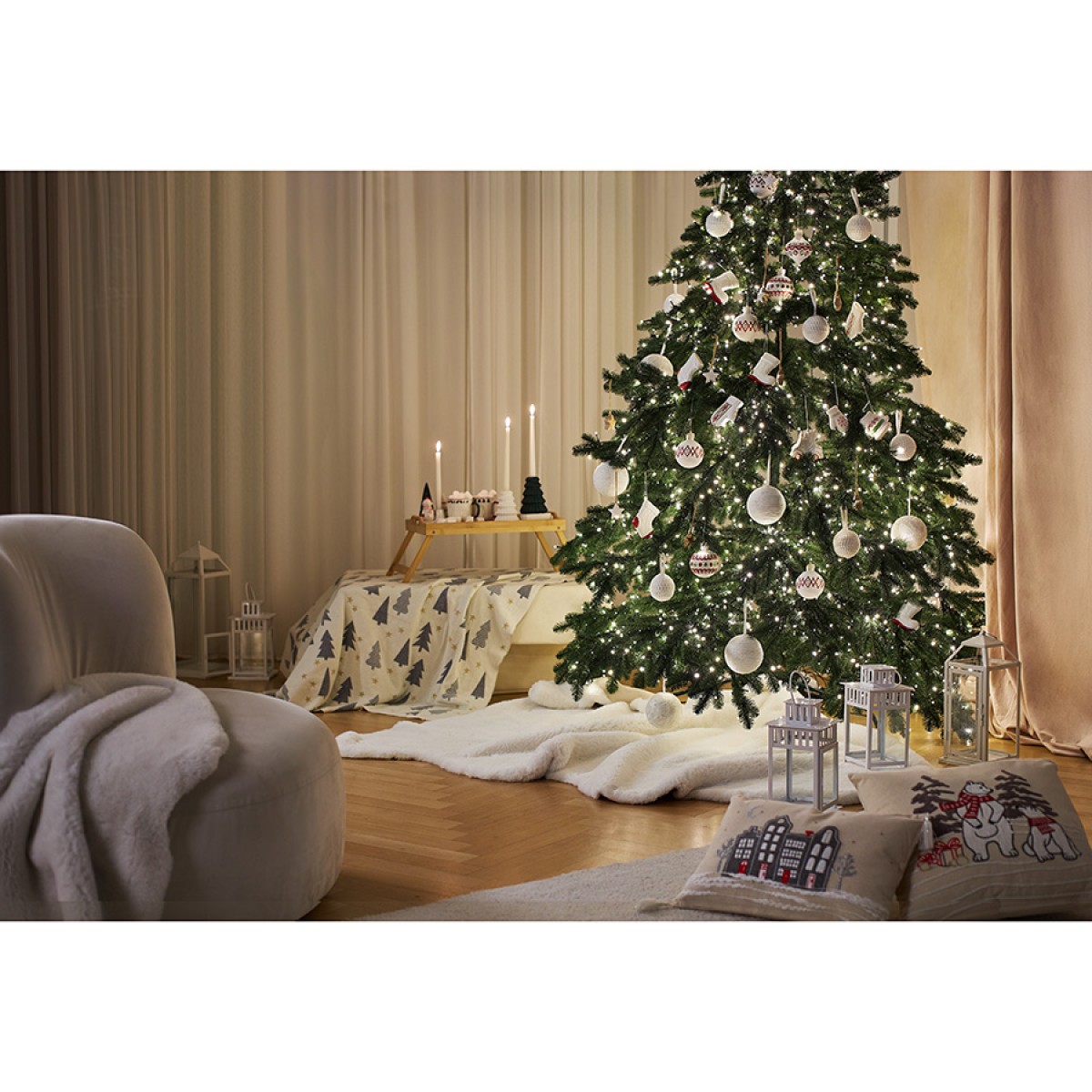 Набор ёлочных украшений fluffy white из коллекции new year essential, 3 шт.