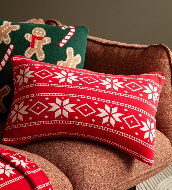 Подушка вязаная с новогодним рисунком frostwork из коллекции new year essential, 40x60 см