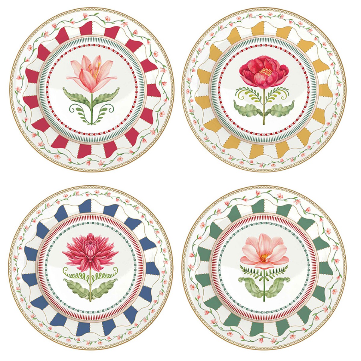 Набор десертных тарелок flowery, 19 см, 4 шт.