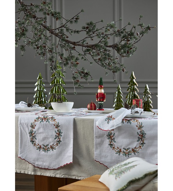 Набор из двух салфеток под приборы festive wreath из коллекции new year essential, D38 см