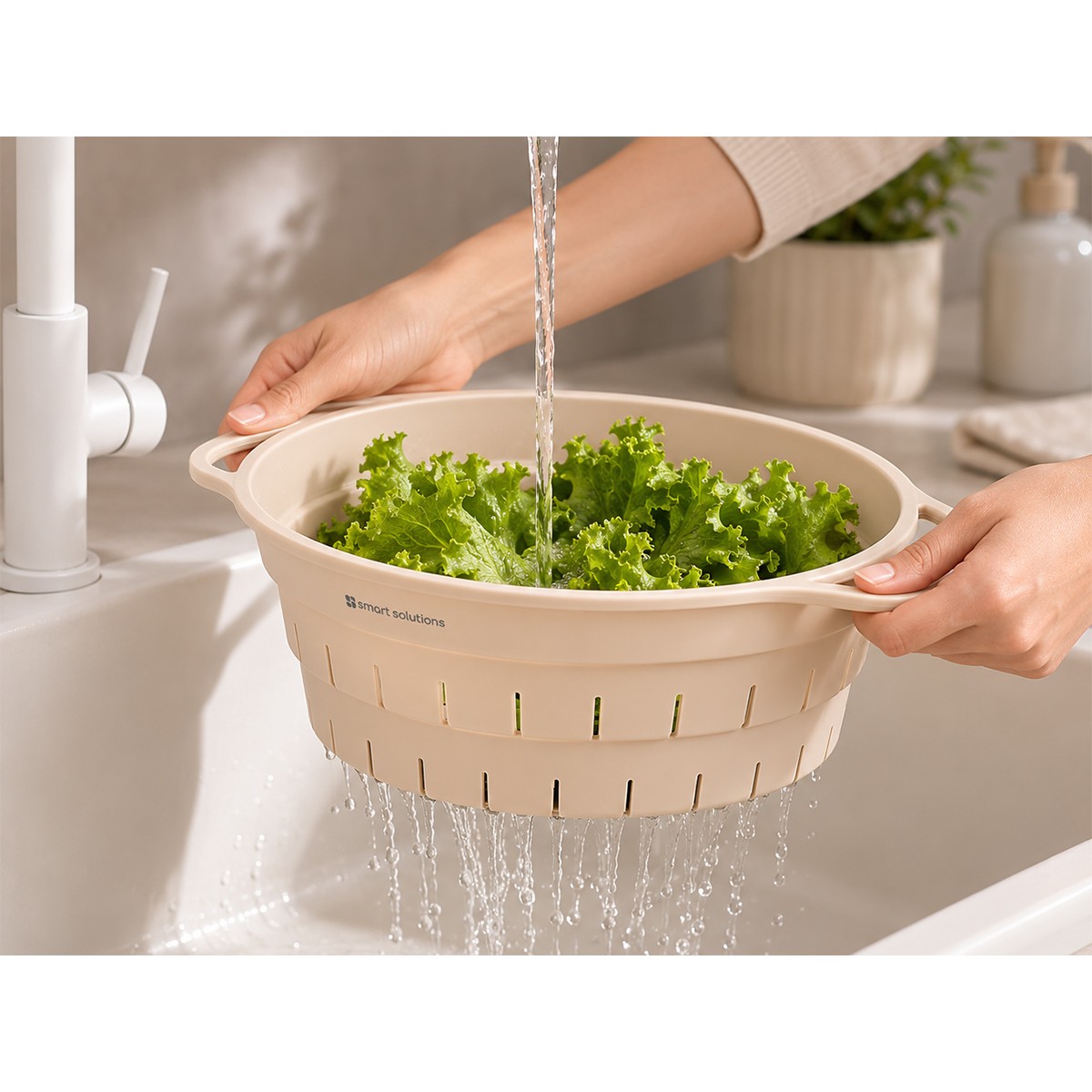 Дуршлаг складной силиконовый smart helper, D25,5 см, карамель