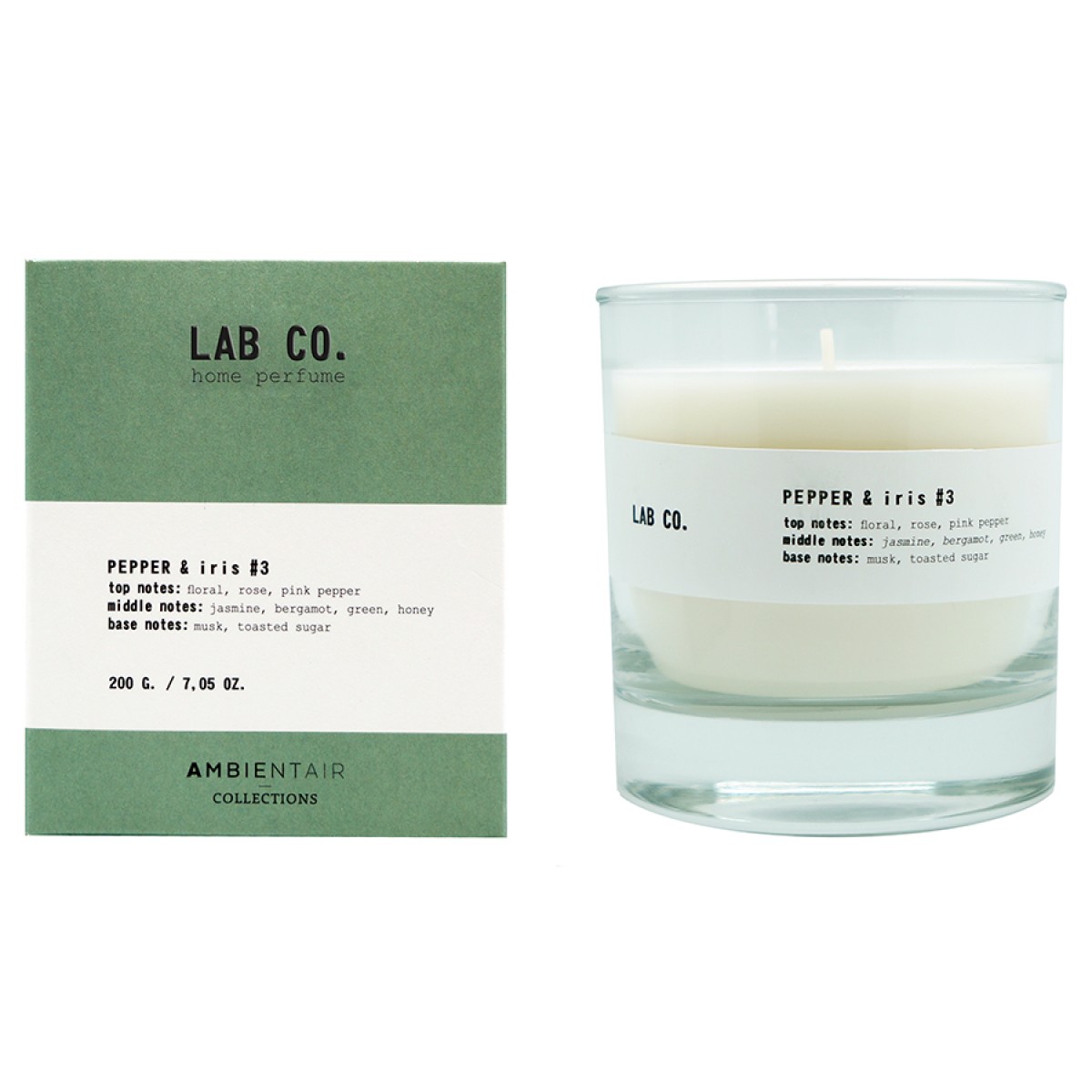 Свеча ароматическая lab co, pepper&iris, 40 ч