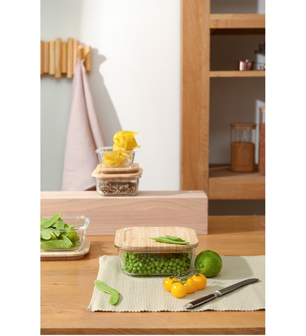 Контейнер для запекания и хранения eco store с крышкой из бамбука, 1100 мл