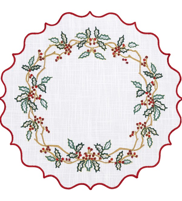 Набор из двух салфеток под приборы festive wreath из коллекции new year essential, D38 см