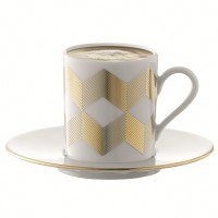 Набор чашек с блюдцами signature, chevron, 100 мл, золото, 4 шт.