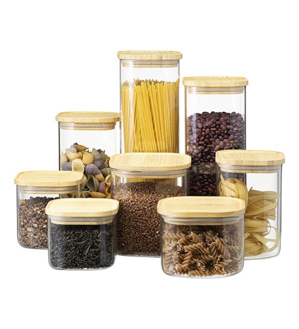 Банка для хранения квадратная glass bamboo, 2,2 л