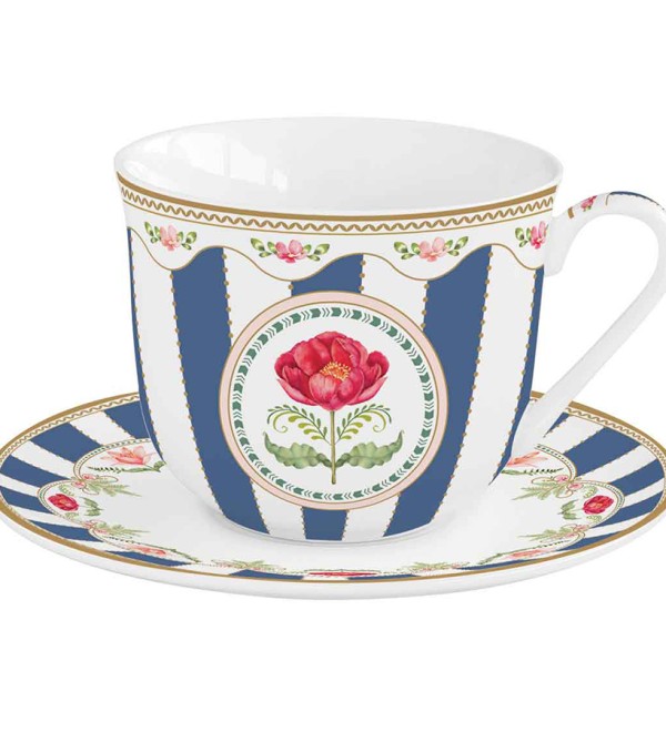 Чашка с блюдцем flowery, 370 мл