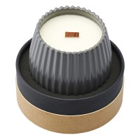 Свеча ароматическая с деревянным фитилём green tea & pear blossom из коллекции edge, серый, 60 ч