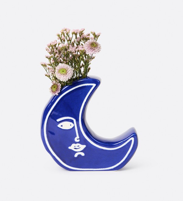 Ваза для цветов moon, 18 см, синяя