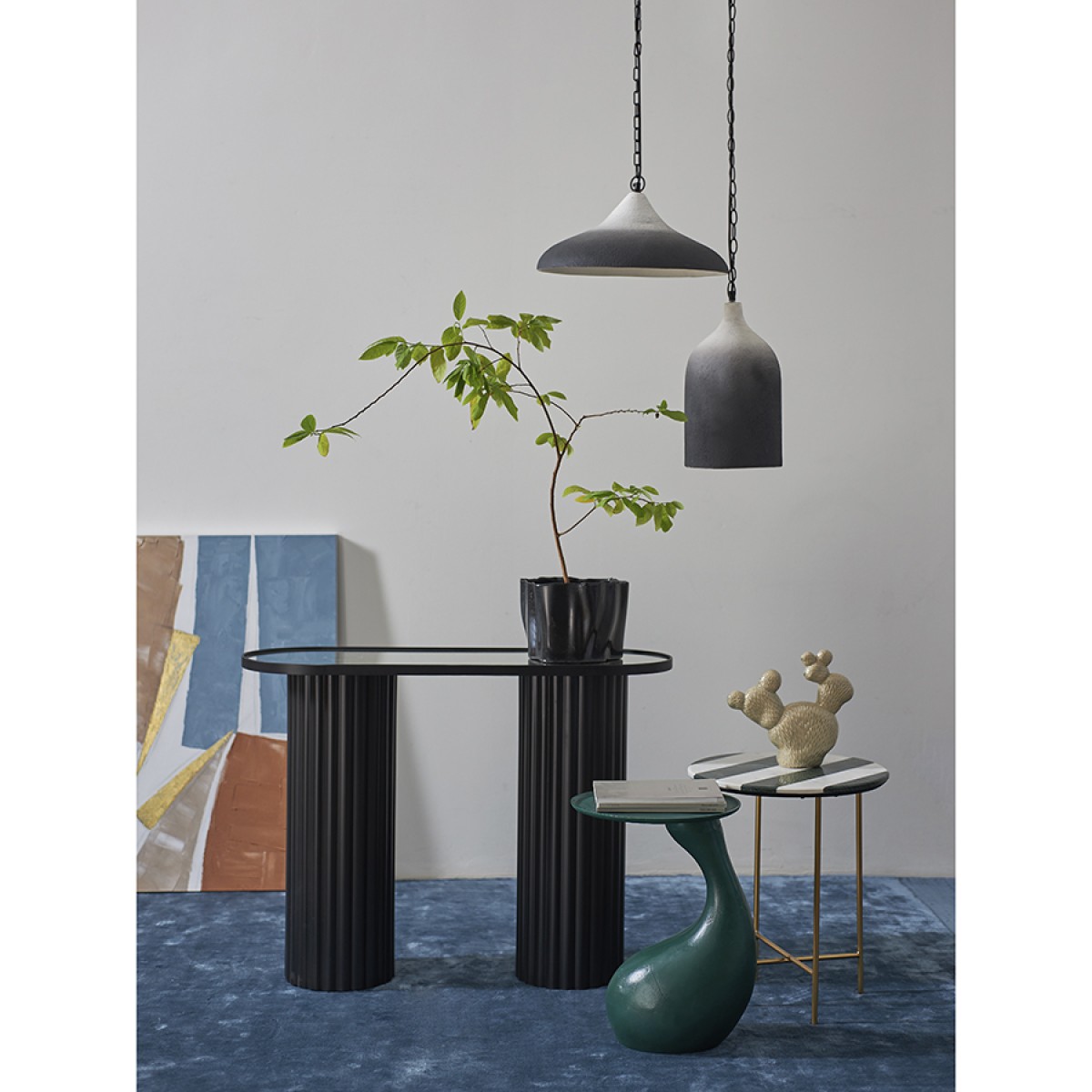 Светильник подвесной sustainable collection, D44х19 см, черный/белый