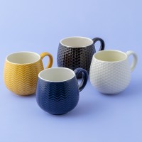 Кружка embossed, 350 мл, горчичная