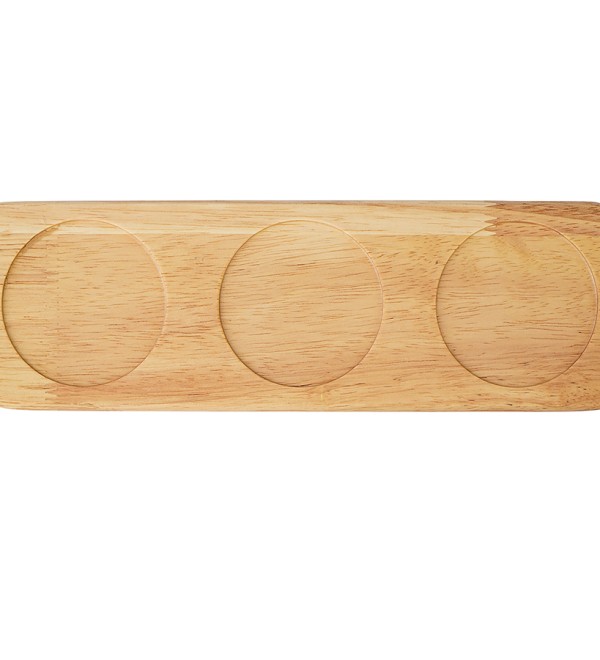 Набор из 3 чаш на деревянной подставке soft ripples, dual glazing, 200 мл