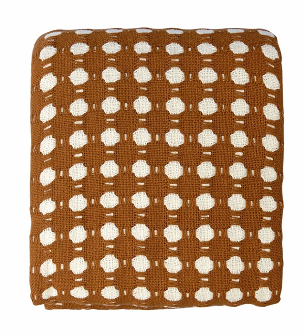 Покрывало из хлопка polka dots карамельного цвета из коллекции essential, 230х250 см