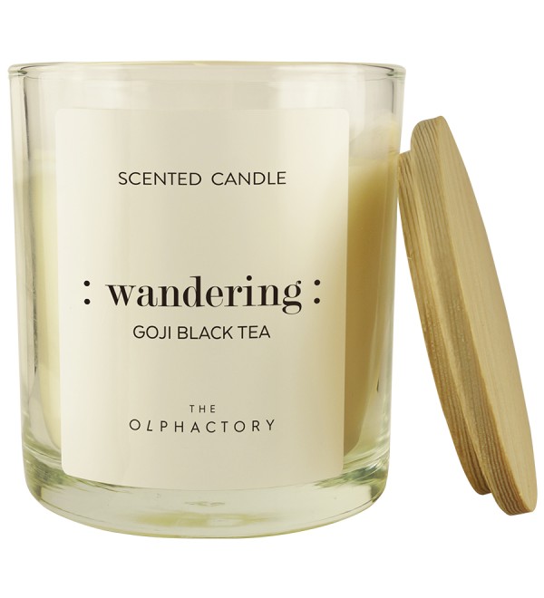 Свеча ароматическая the olphactory, wandering, goji black tea, 40 ч
