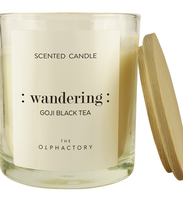 Свеча ароматическая the olphactory, wandering, goji black tea, 40 ч