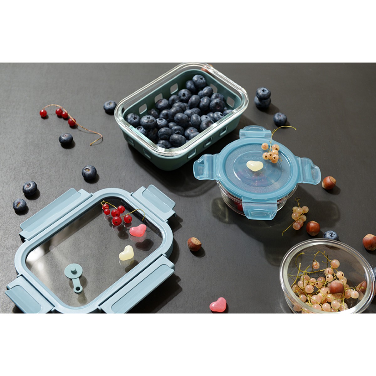 Контейнер для запекания, хранения и переноски продуктов в чехле smart solutions, 370 мл, синий