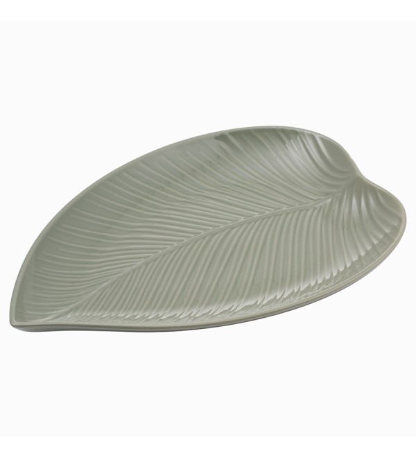 Блюдо сервировочное in the forest leaf, 26х38 см, серо-зеленое